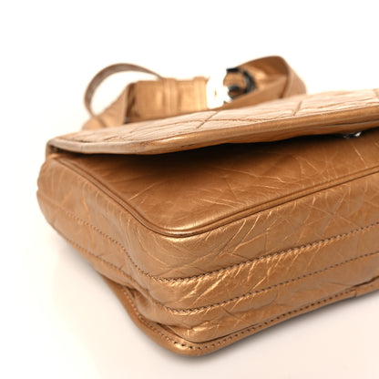 Chanel Aged Calfskin Quilted Vintage Ligne Messenger Flap Gold 8 of 11
