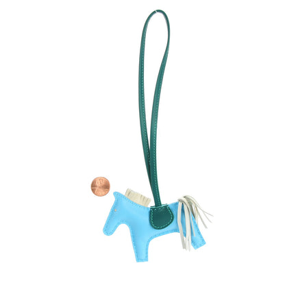 Hermes Milo Lambskin Grigri Rodeo Horse Bag Charm PM Celeste Malachite Craie 2 of 5