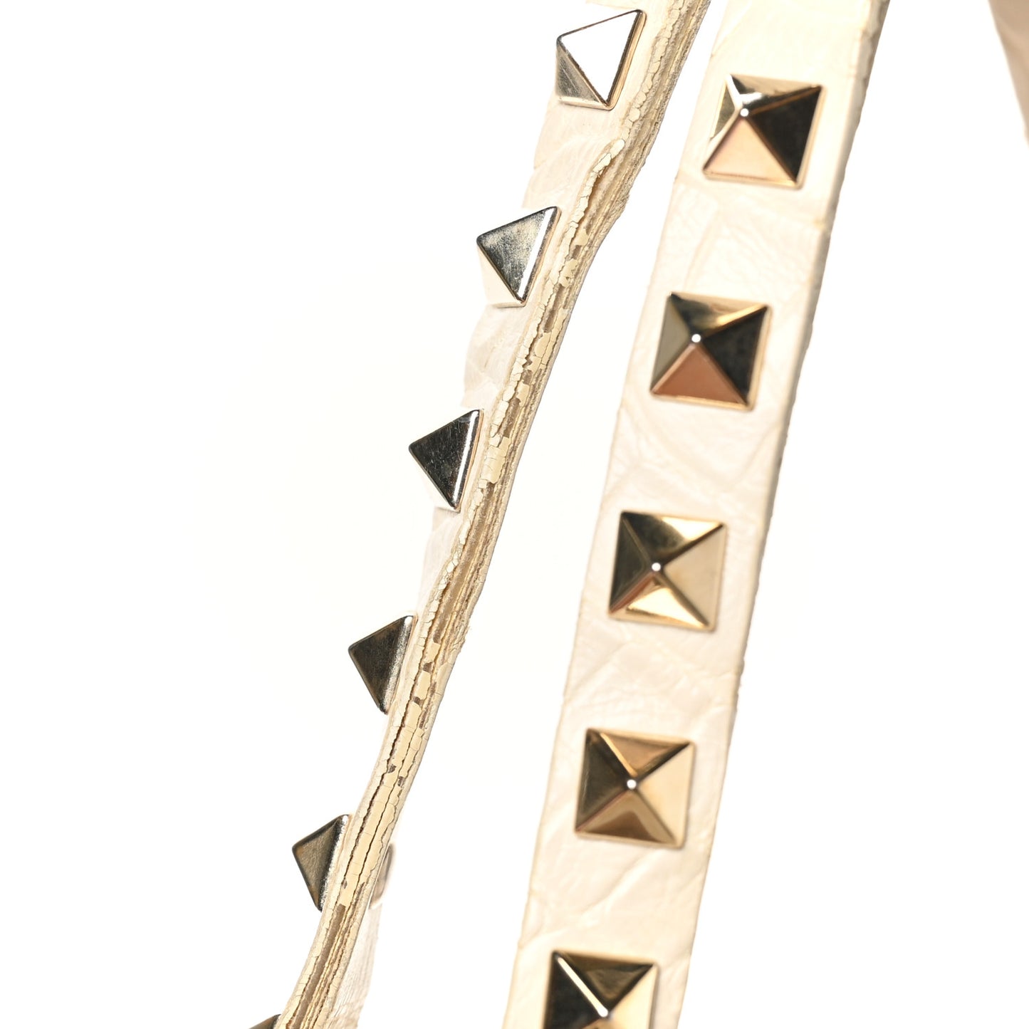 Calfskin Crocodile Embossed Medium Rockstud Tote Ivory