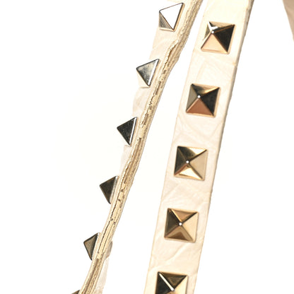 Valentino Garavani Calfskin Crocodile Embossed Medium Rockstud Tote Ivory 11 of 12