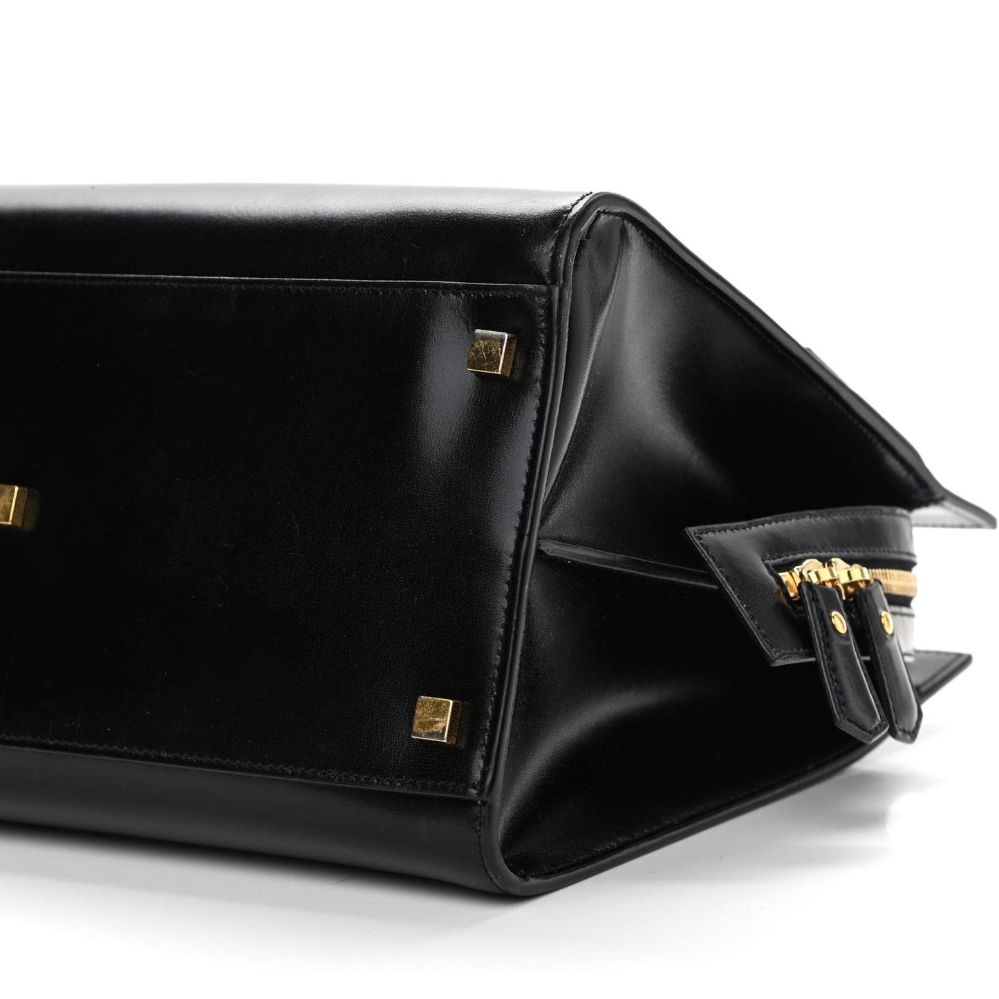 Shiny Calfskin Medium Uptown Tote Black