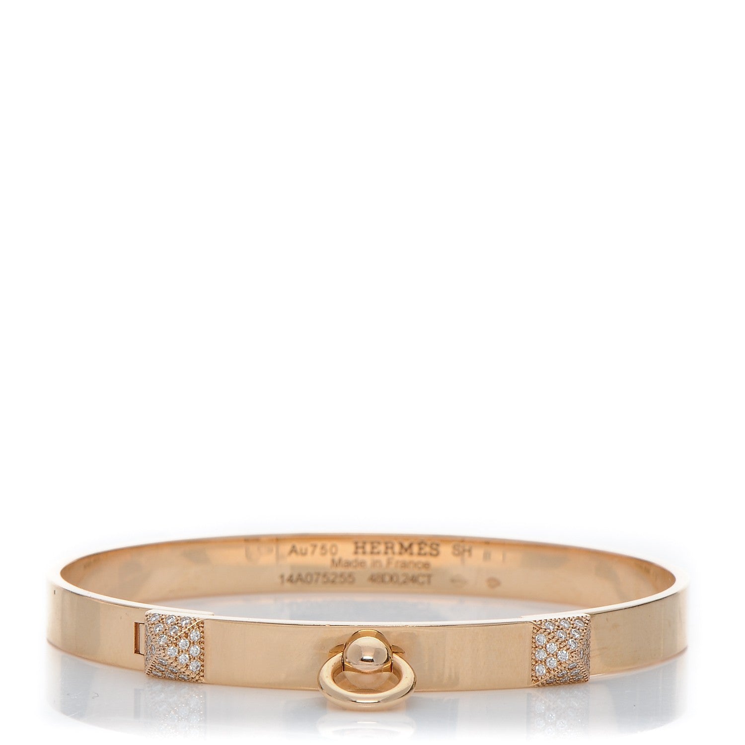 Hermes 18K Rose Gold Diamond PM Collier De Chien Bracelet SH 1 of 7