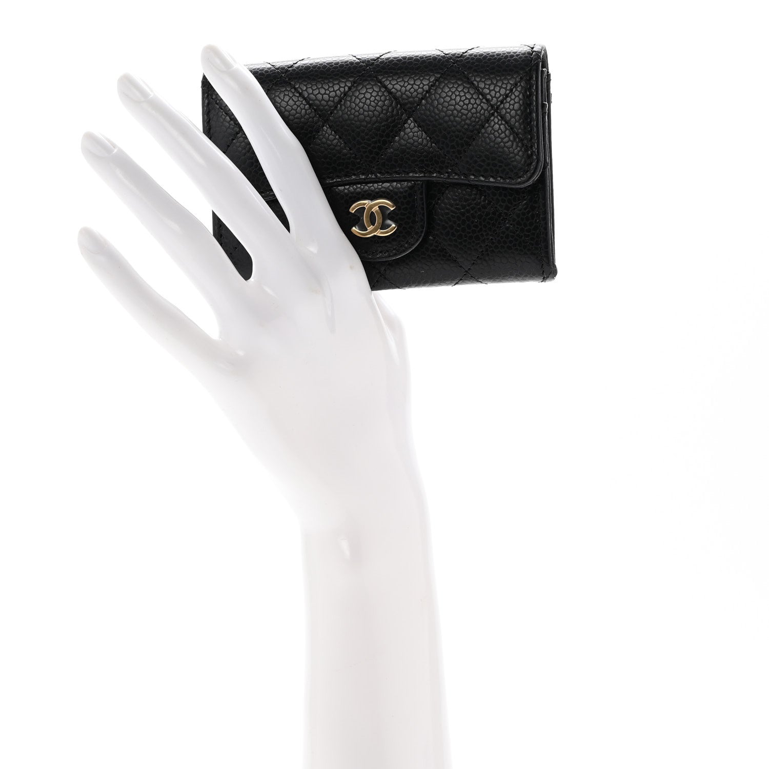 Chanel Caviar Quilted Flap Card Holder Wallet Black 2 of 9