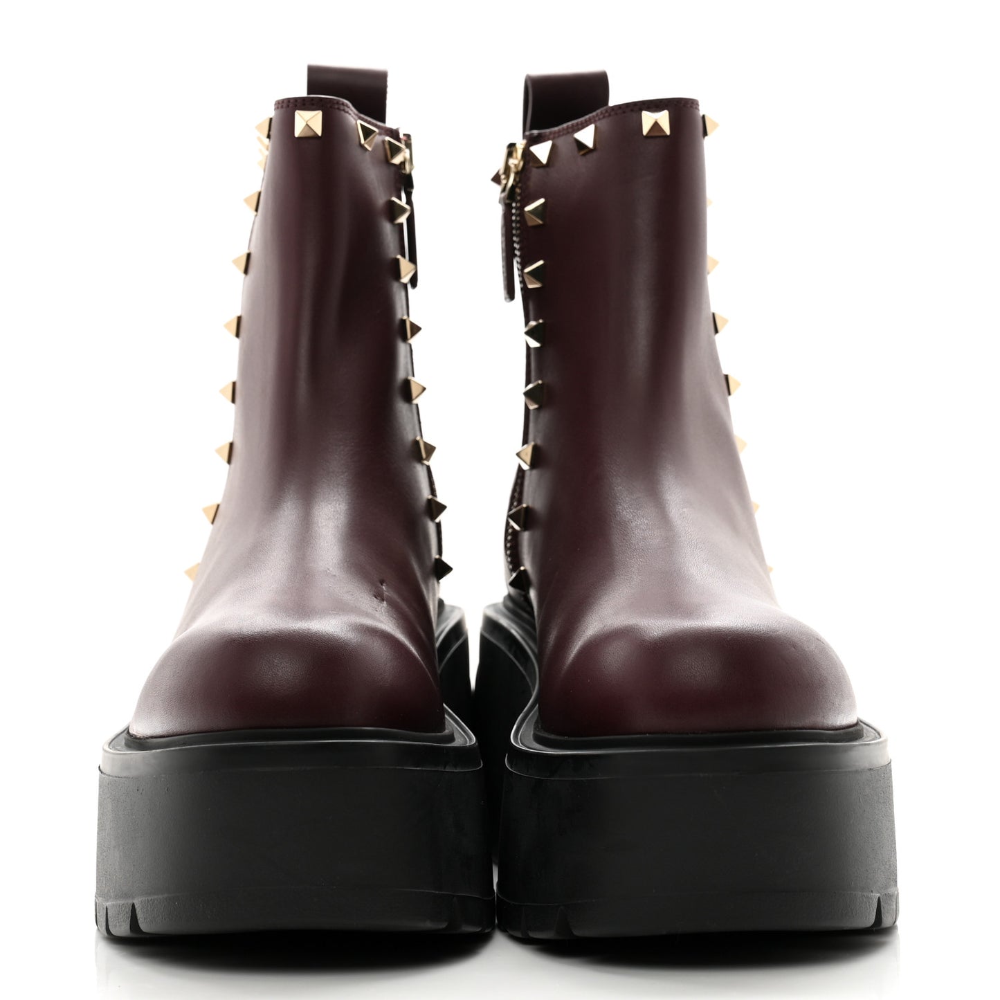 Calfskin Rockstud VLOGO Uniqueform Chelsea 55/85mm Flatform Ankle Boots 39 Rubin Black