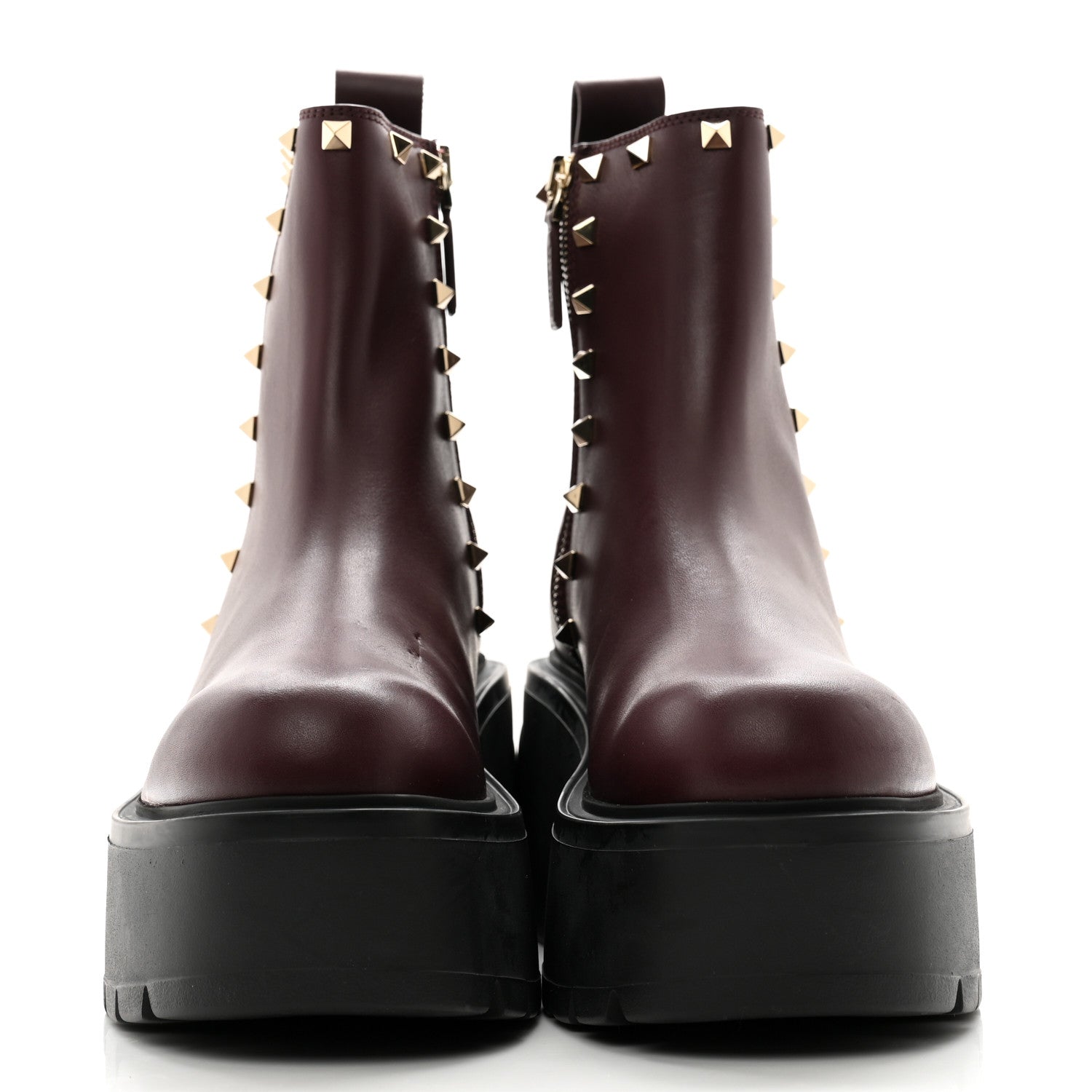 Valentino Garavani Calfskin Rockstud VLOGO Uniqueform Chelsea 55/85mm Flatform Ankle Boots 39 Rubin Black 2 of 11