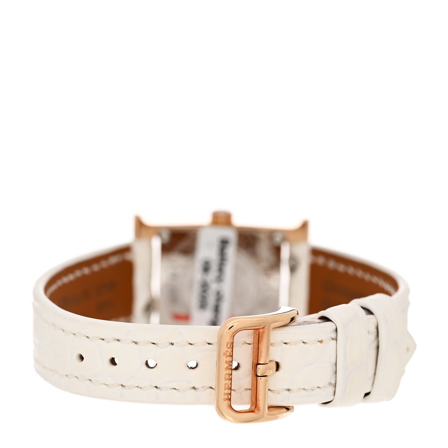 Hermes Stainless Steel Alligator Diamond Mother of Pearl 17.2mm Heure H Hour Quartz Watch Blanc 3 of 6