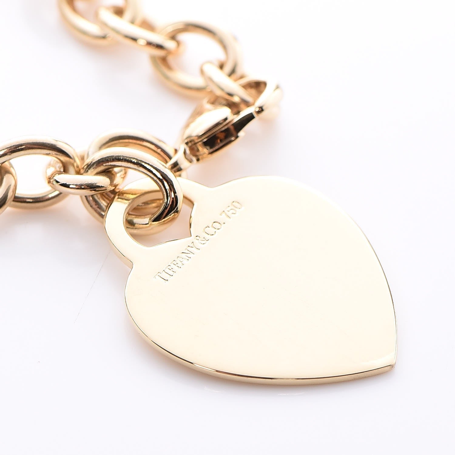 Tiffany 18K Yellow Gold Heart Tag Charm Bracelet 3 of 6