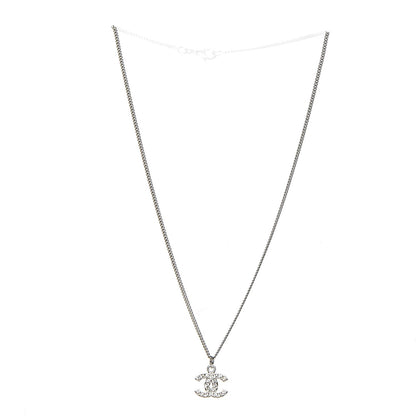 Chanel Crystal Timeless CC Necklace Silver 3 of 5