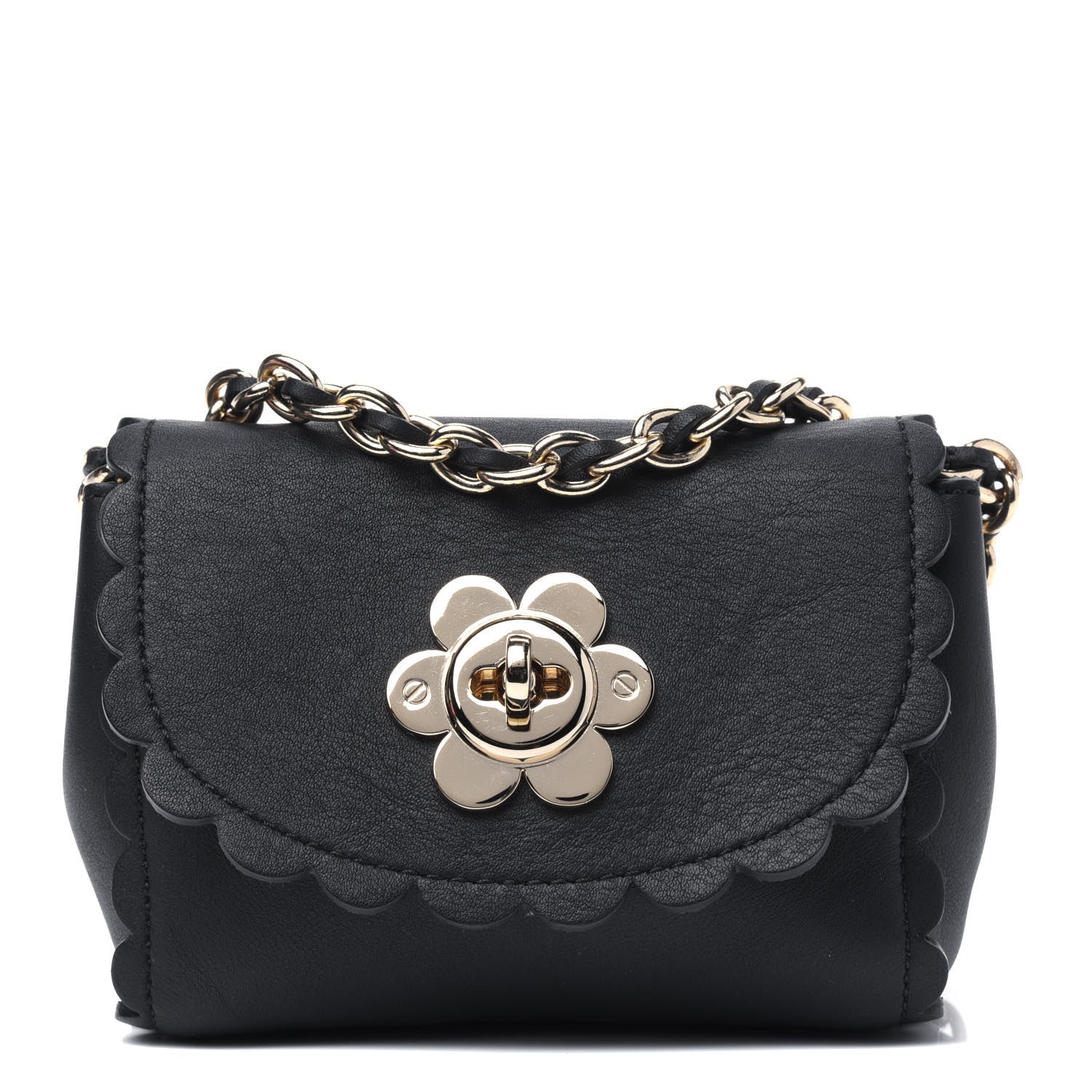 Mulberry Smooth Calfskin Mini Cecily Flower Lock Crossbody Bag Black 1 of 15