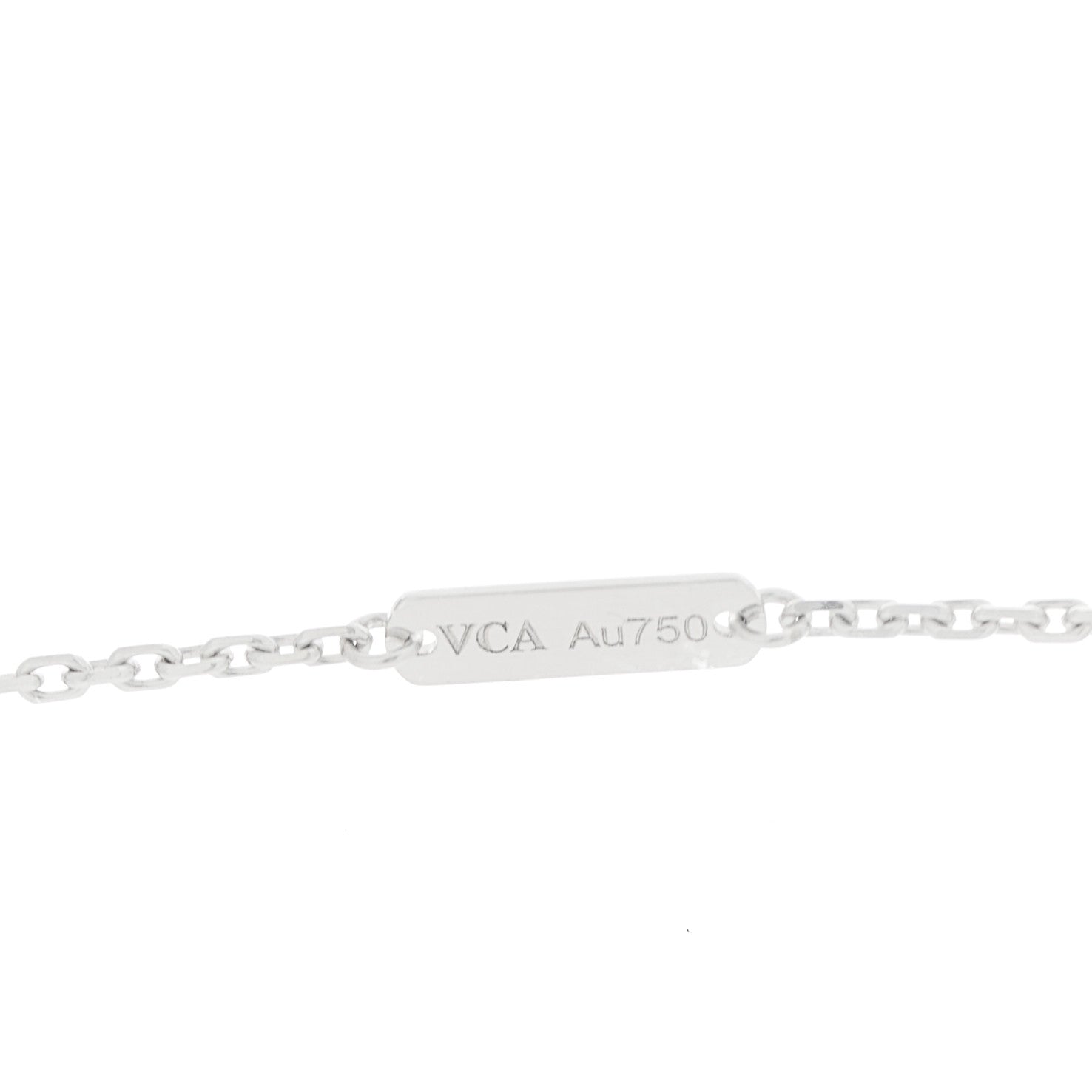 Van Cleef & Arpels 18k White Gold Chalcedony Vintage Alhambra Pendant Necklace 4 of 5
