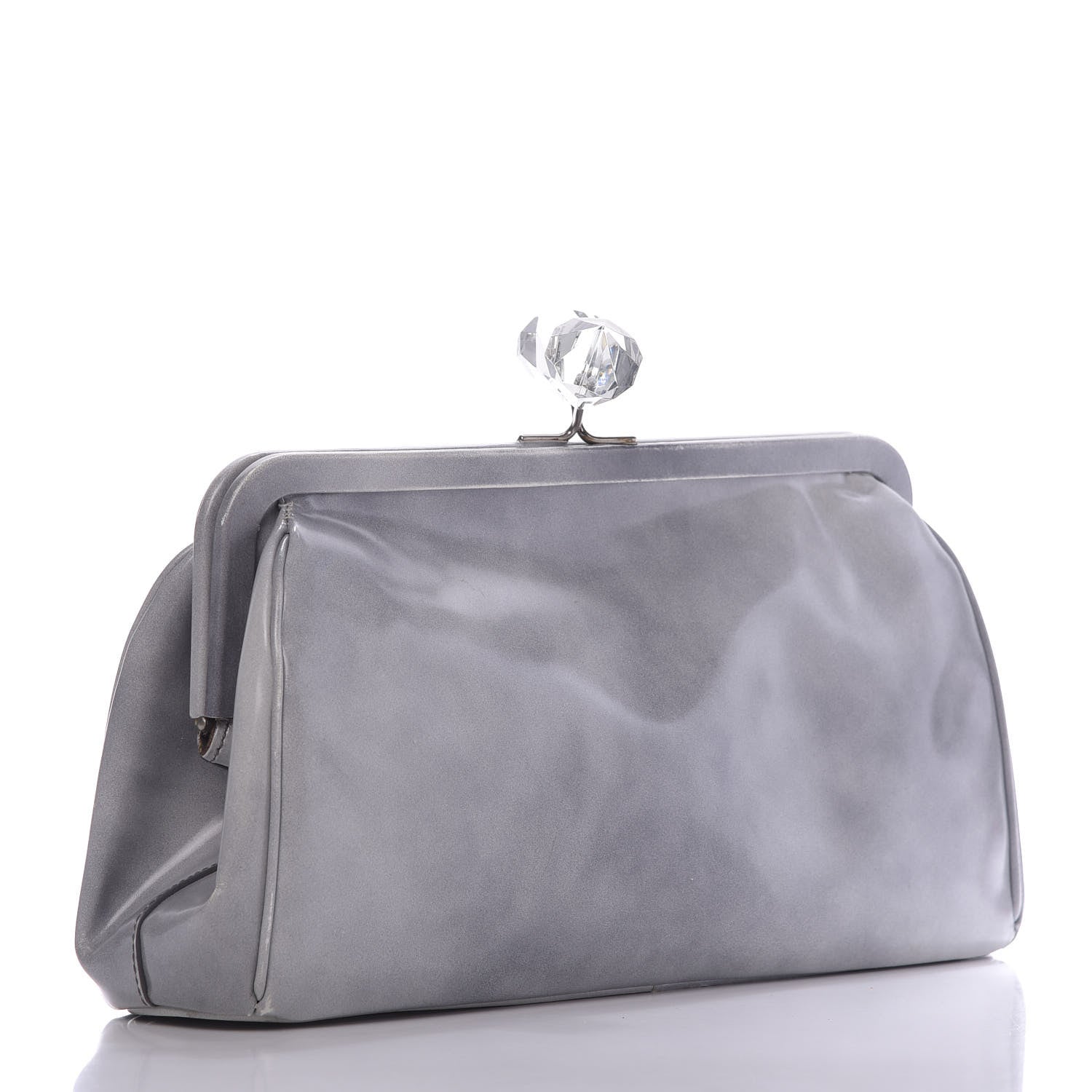 Prada Spazzolato Kisslock Clutch Grigio 3 of 13