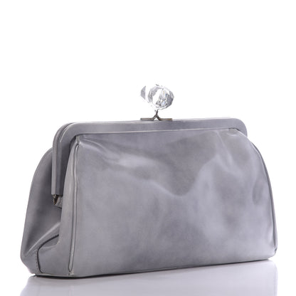 Prada Spazzolato Kisslock Clutch Grigio 3 of 13