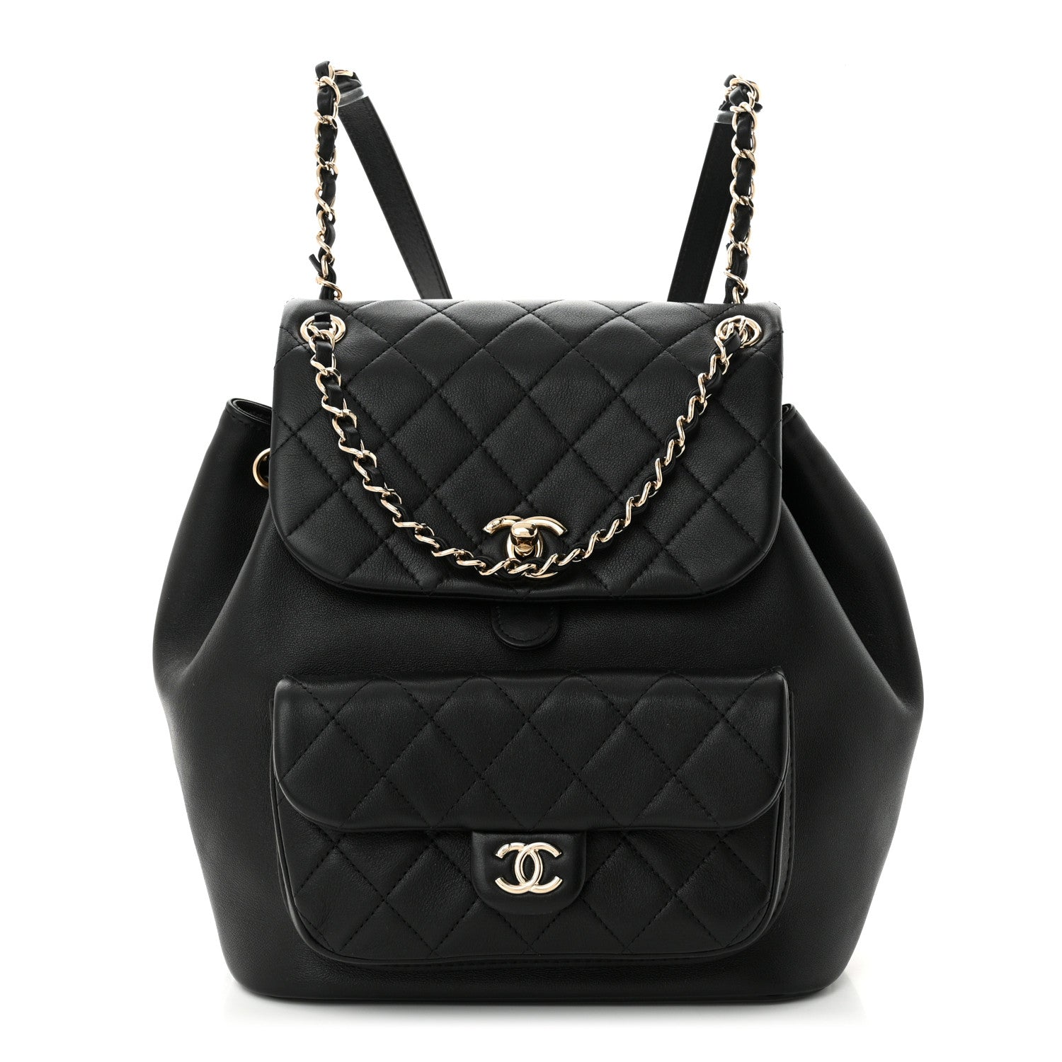 Chanel Lambskin Quilted Large Duma Drawstring Backpack Black 1 of 11