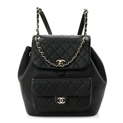 Chanel Lambskin Quilted Large Duma Drawstring Backpack Black 1 of 11
