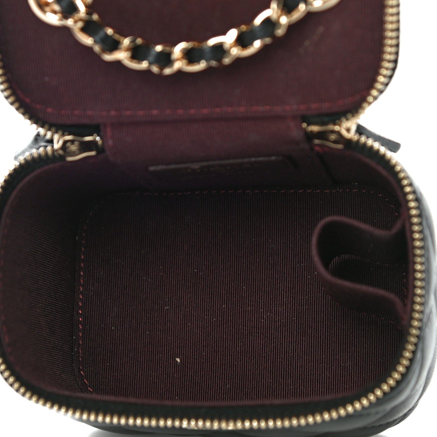 Lambskin Quilted Mini Vanity Case With Chain Black