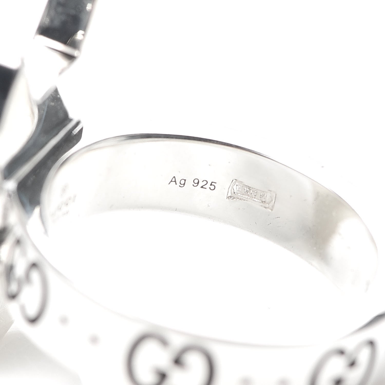Gucci Sterling Silver Enamel Orso Ring 53 6.25 6 of 7