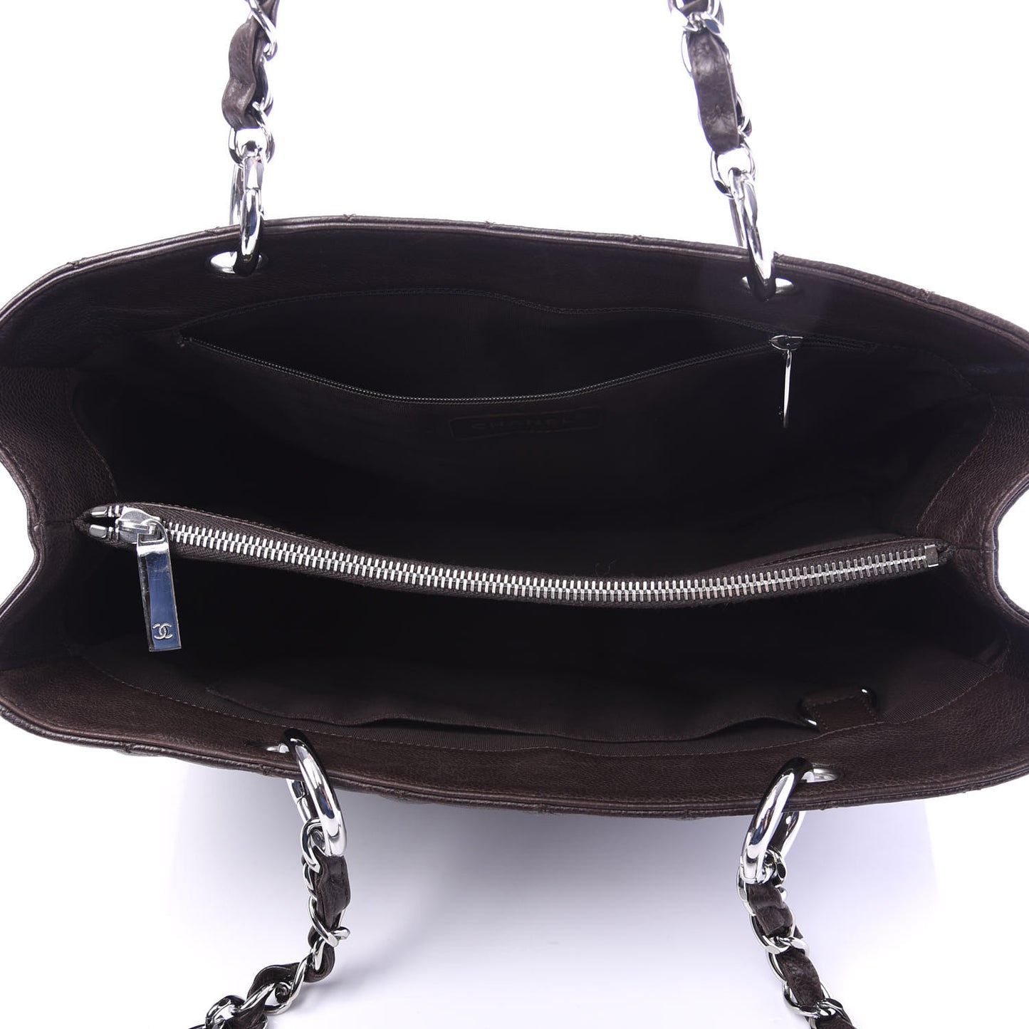 Caviar Quilted Grand Shopping Tote GST Dark Brown