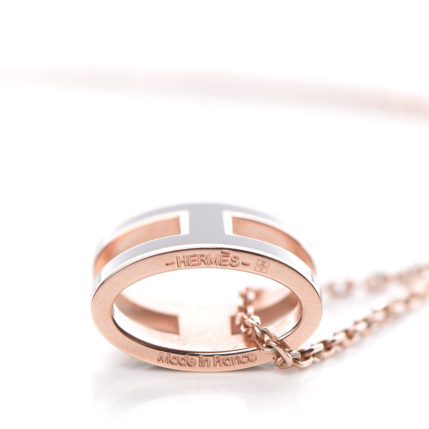 Lacquered Rose Gold Pop H Pendant Necklace Black