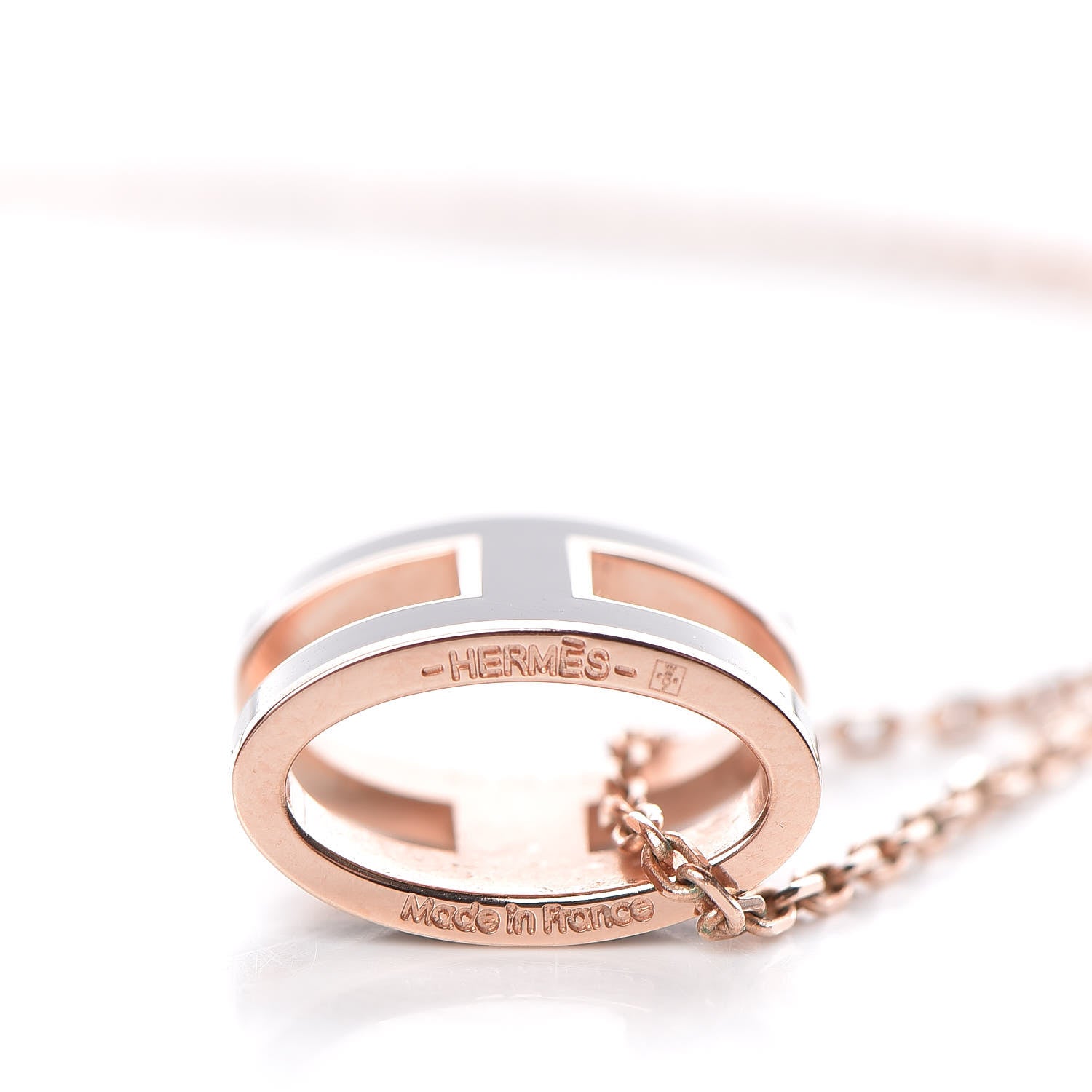 Hermes Lacquered Rose Gold Pop H Pendant Necklace Black 5 of 7