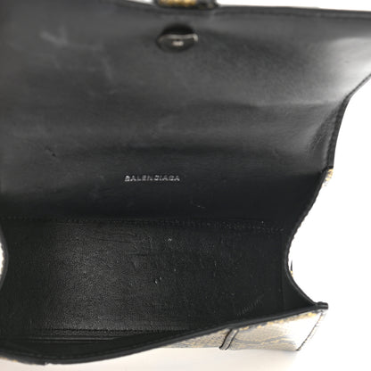 Balenciaga Shiny Calfskin Snakeskin Embossed Hourglass Top Handle Bag XS Gold Black 5 of 12