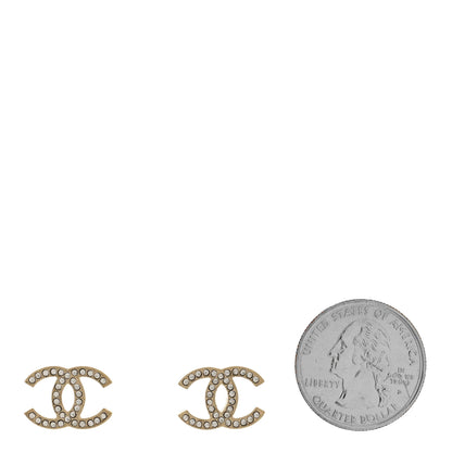 Chanel Metal Crystal CC Earrings Gold 2 of 5