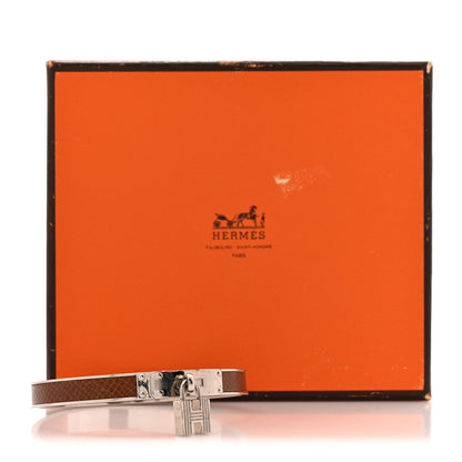 Hermes Lizard Kelly Lock Cadena Bracelet Brown 8 of 8