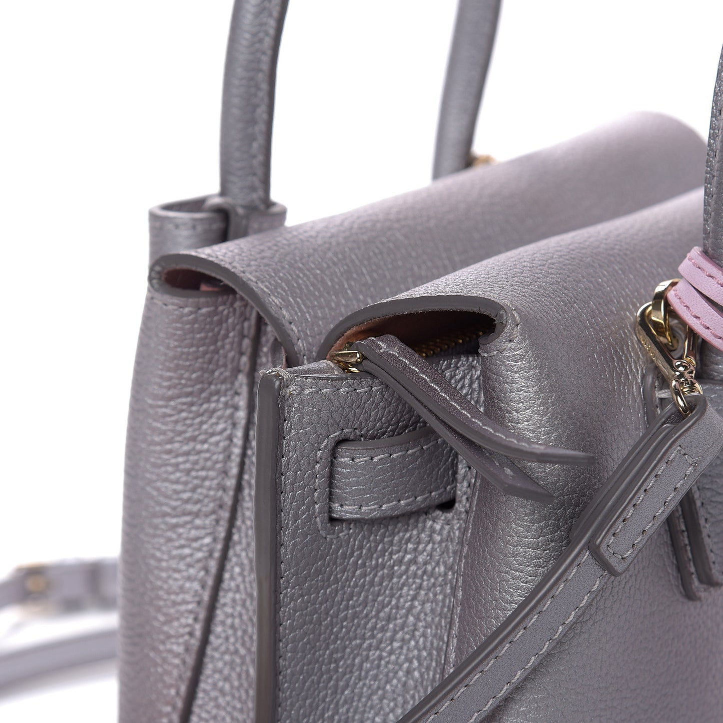 Metallic Grained Calfskin Mini Milla Tote Spike Silver