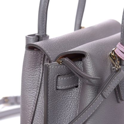 MCM Metallic Grained Calfskin Mini Milla Tote Spike Silver 12 of 13