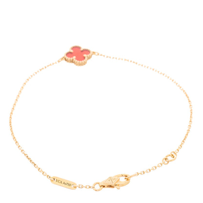 Van Cleef & Arpels 18K Rose Gold Carnelian Sweet Alhambra Bracelet 2 of 5