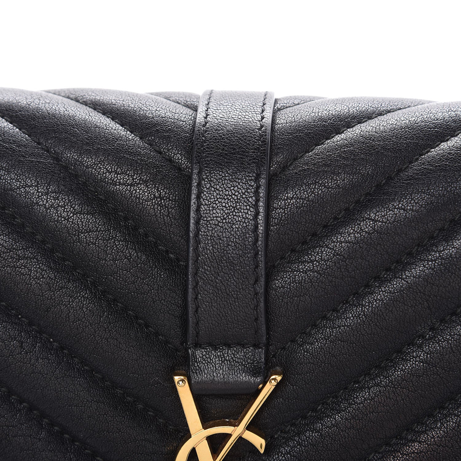 Saint Laurent Sheepskin Matelasse Chevron Monogram Medium College Bag Black 13 of 13