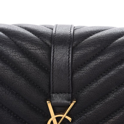 Saint Laurent Sheepskin Matelasse Chevron Monogram Medium College Bag Black 13 of 13