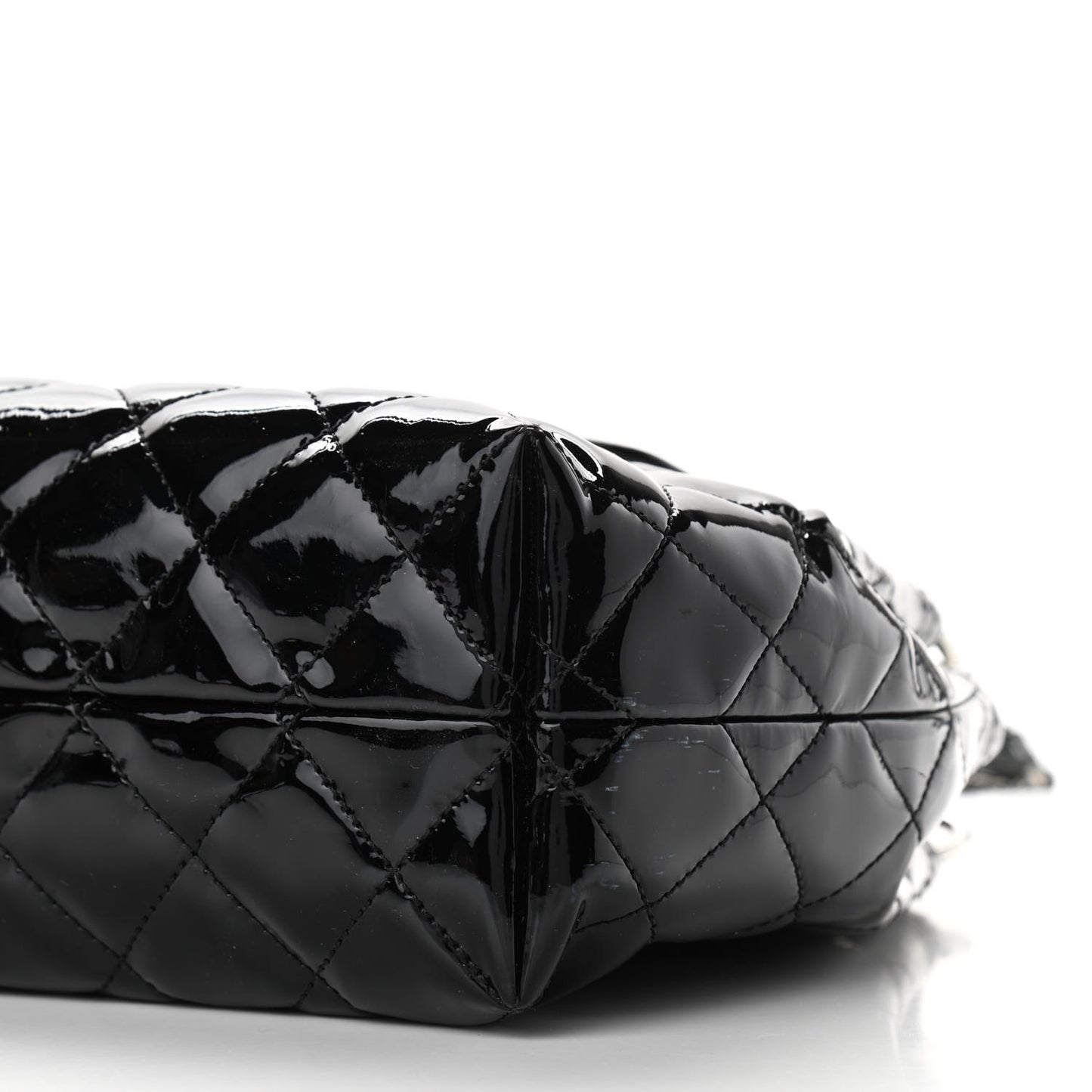 Patent Quilted Large Coco Shine Accordion Flap Black