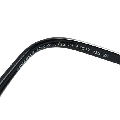 Chanel Acetate Metal Calfskin Square Chain Sunglasses 5210-Q Black Gray 5 of 9