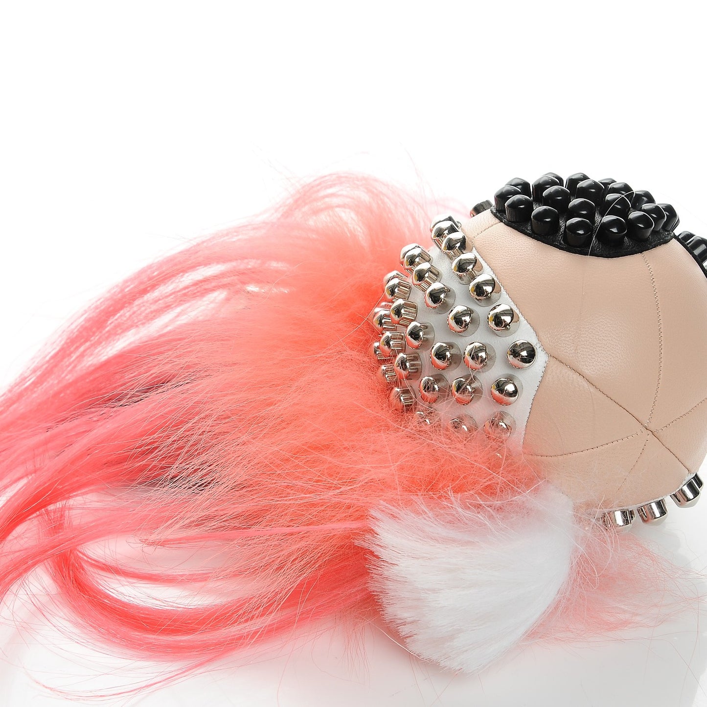 Lambskin Goat Fur Studded Punkarlito Bag Charm Azalea