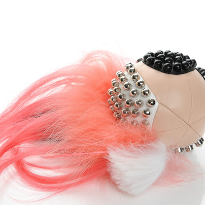 Fendi Lambskin Goat Fur Studded Punkarlito Bag Charm Azalea 3 of 7