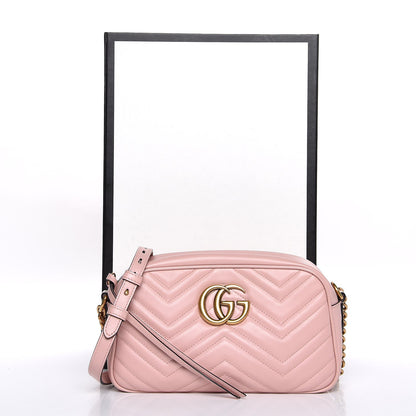 Gucci Calfskin Matelasse Small GG Marmont Chain Shoulder Bag Perfect Pink 8 of 8