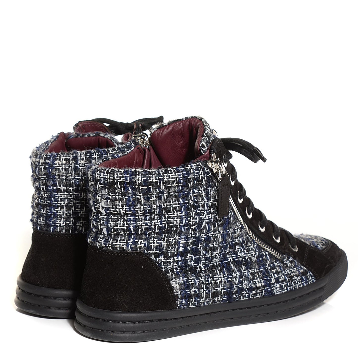Tweed Suede High Top Sneakers 37.5 Dark Grey