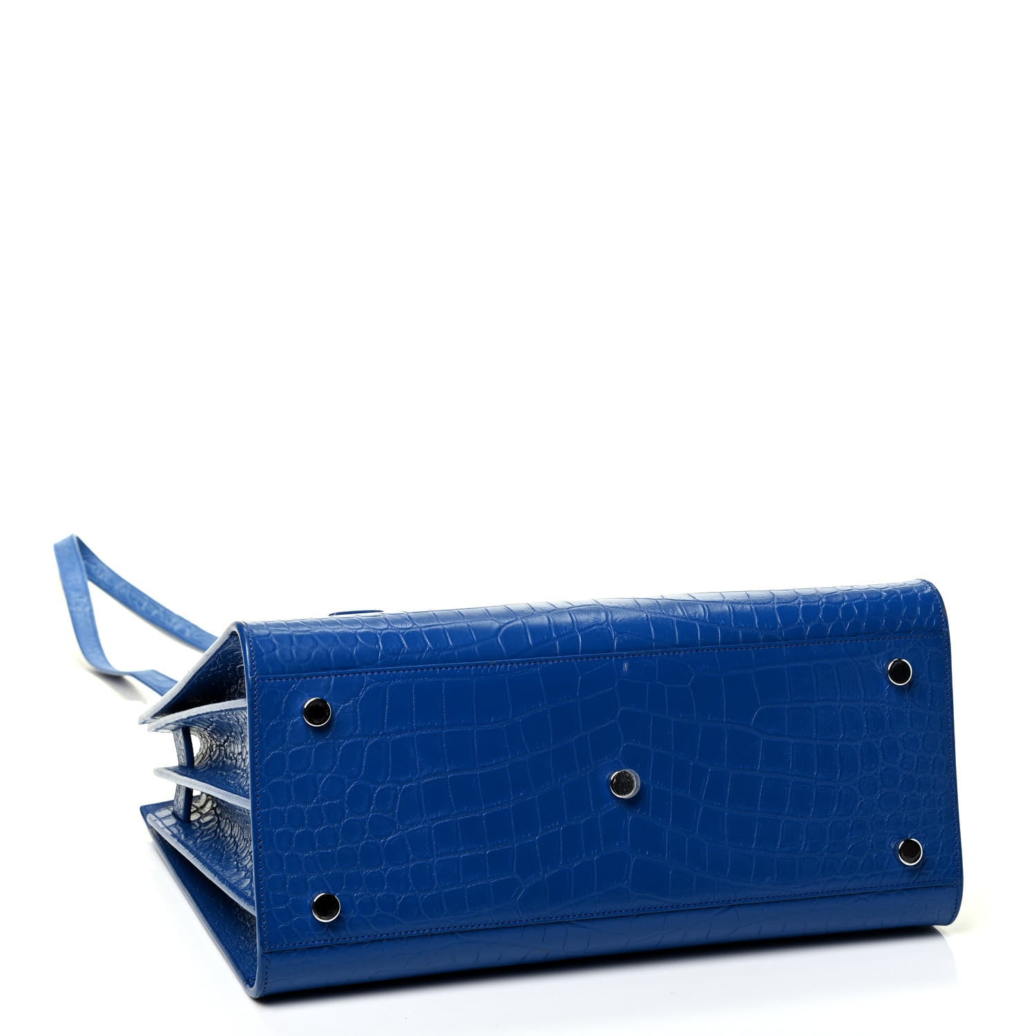 Saint Laurent Calfskin Crocodile Embossed Small Sac De Jour Royal Blue 3 of 4