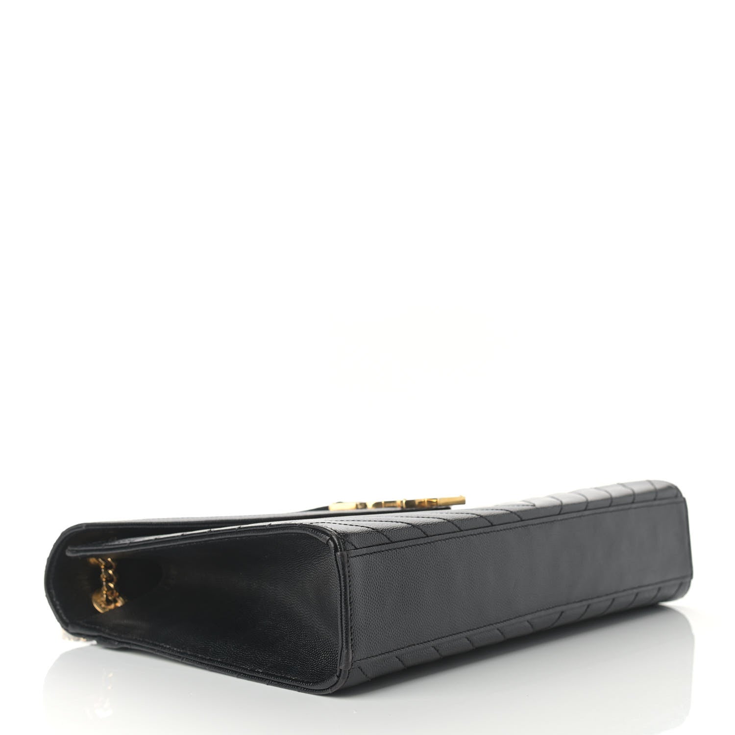 Saint Laurent Grain De Poudre Matelasse Chevron Large Monogram Satchel Black 8 of 17