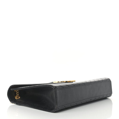 Saint Laurent Grain De Poudre Matelasse Chevron Large Monogram Satchel Black 8 of 17