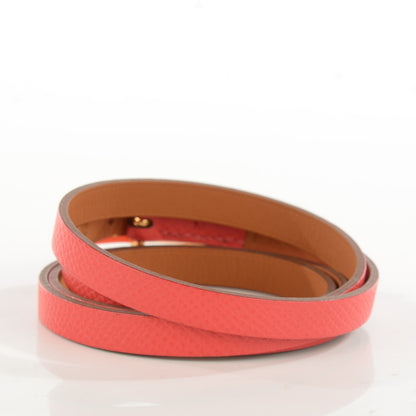 Hermes Epsom Hapi 3MM Triple Tour Wrap Bracelet M Rose Jaipur 3 of 6