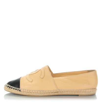 Chanel Lambskin CC Espadrilles 39 Beige Black 1 of 9