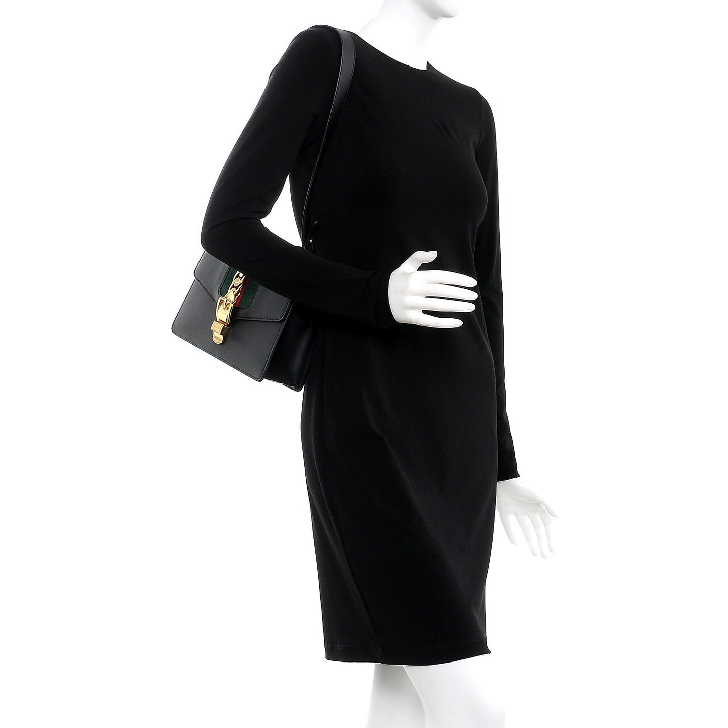 Calfskin Small Sylvie Shoulder Bag Black