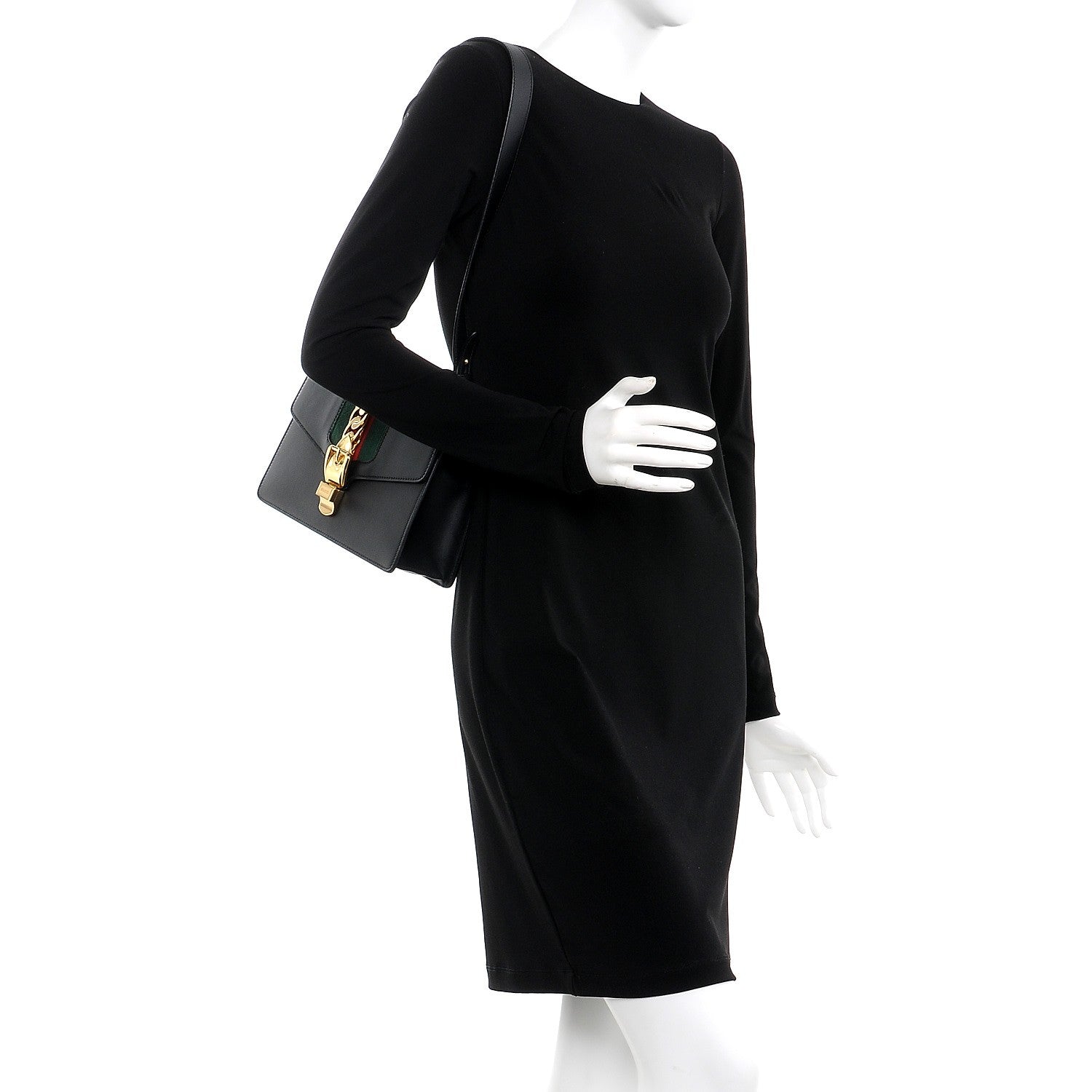 Gucci Calfskin Small Sylvie Shoulder Bag Black 2 of 12