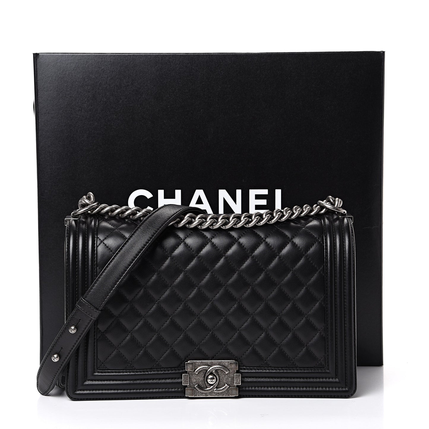 Lambskin Quilted New Medium Boy Flap Black