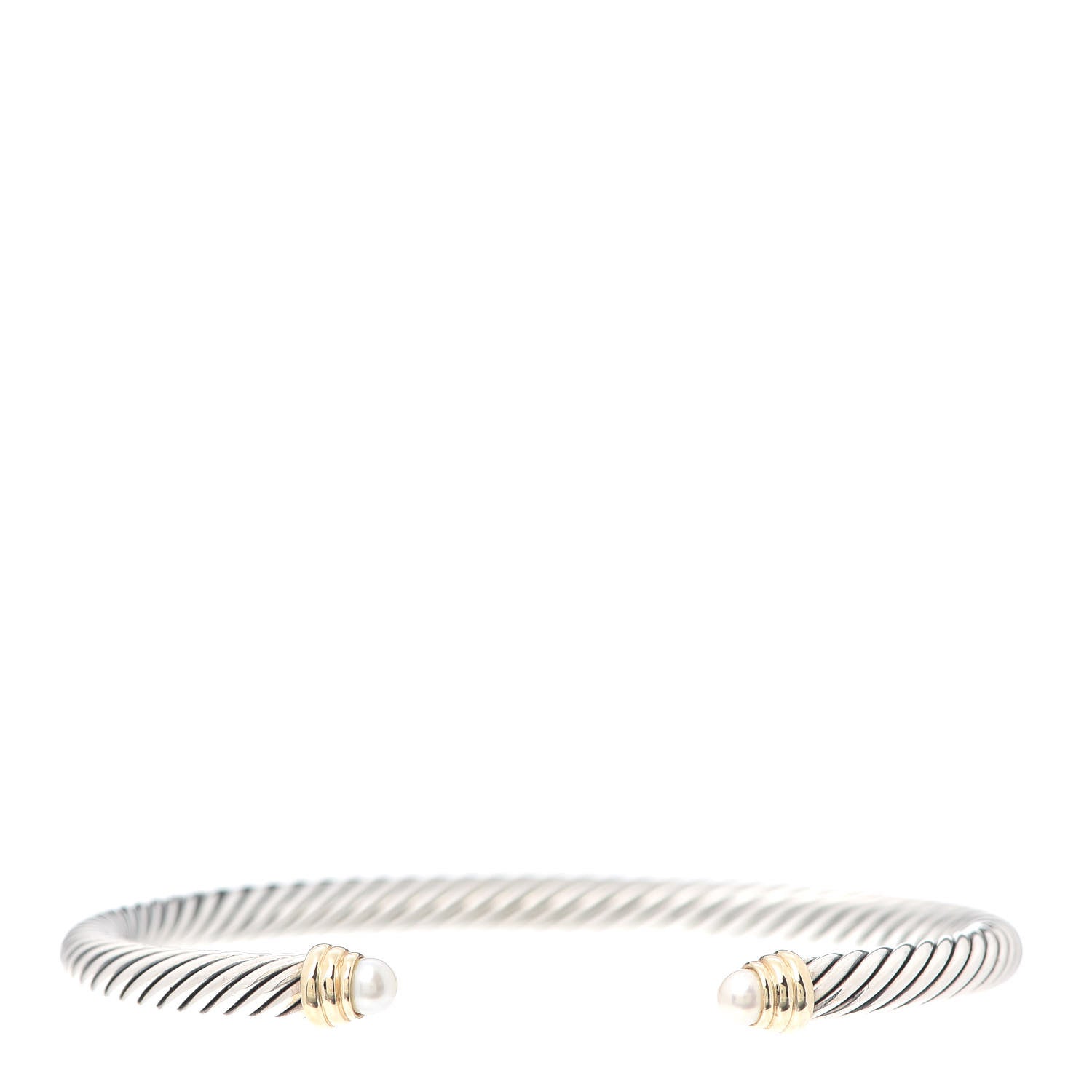 David Yurman Sterling Silver 14K Yellow Gold Pearl 5mm Cable Classics Petite Color Bracelet 1 of 5