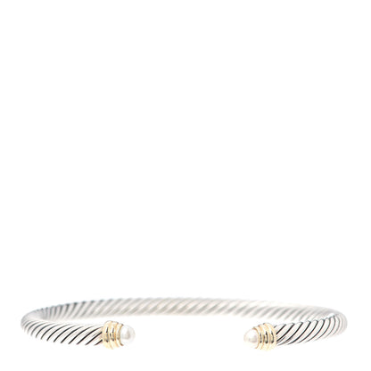David Yurman Sterling Silver 14K Yellow Gold Pearl 5mm Cable Classics Petite Color Bracelet 1 of 5
