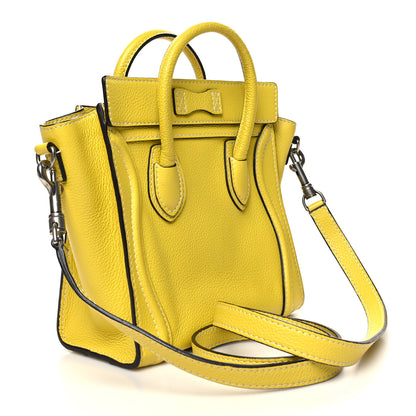 Celine Drummed Calfskin Nano Luggage Citron 3 of 16