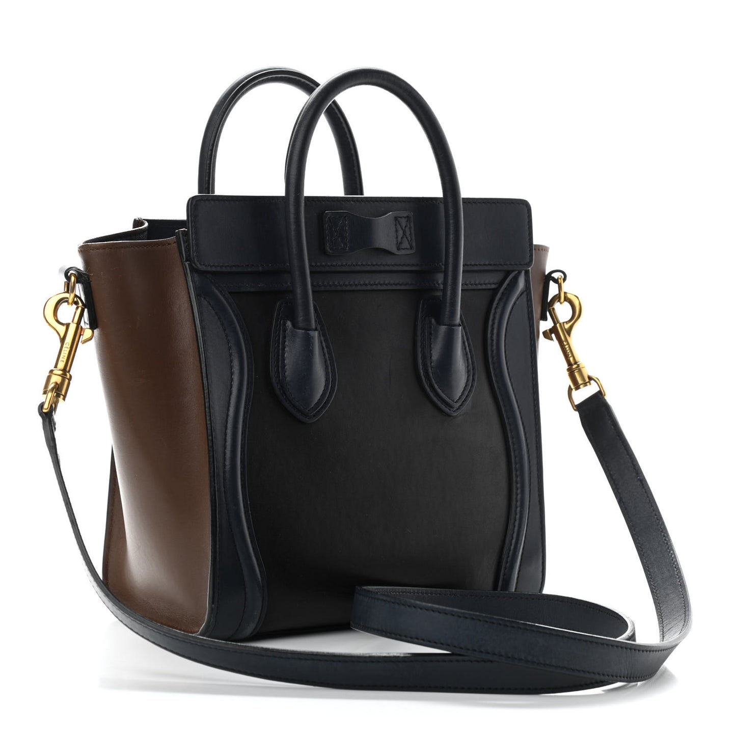 Smooth Drummed Calfskin Nano Tri-Color Luggage Black