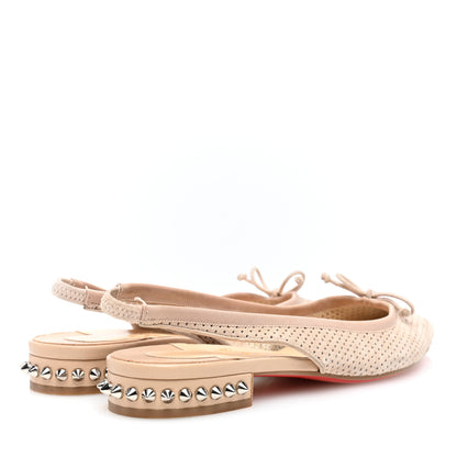 Christian Louboutin Velours Spiked Hall Slingback Flats 36.5 Nude 4 of 9